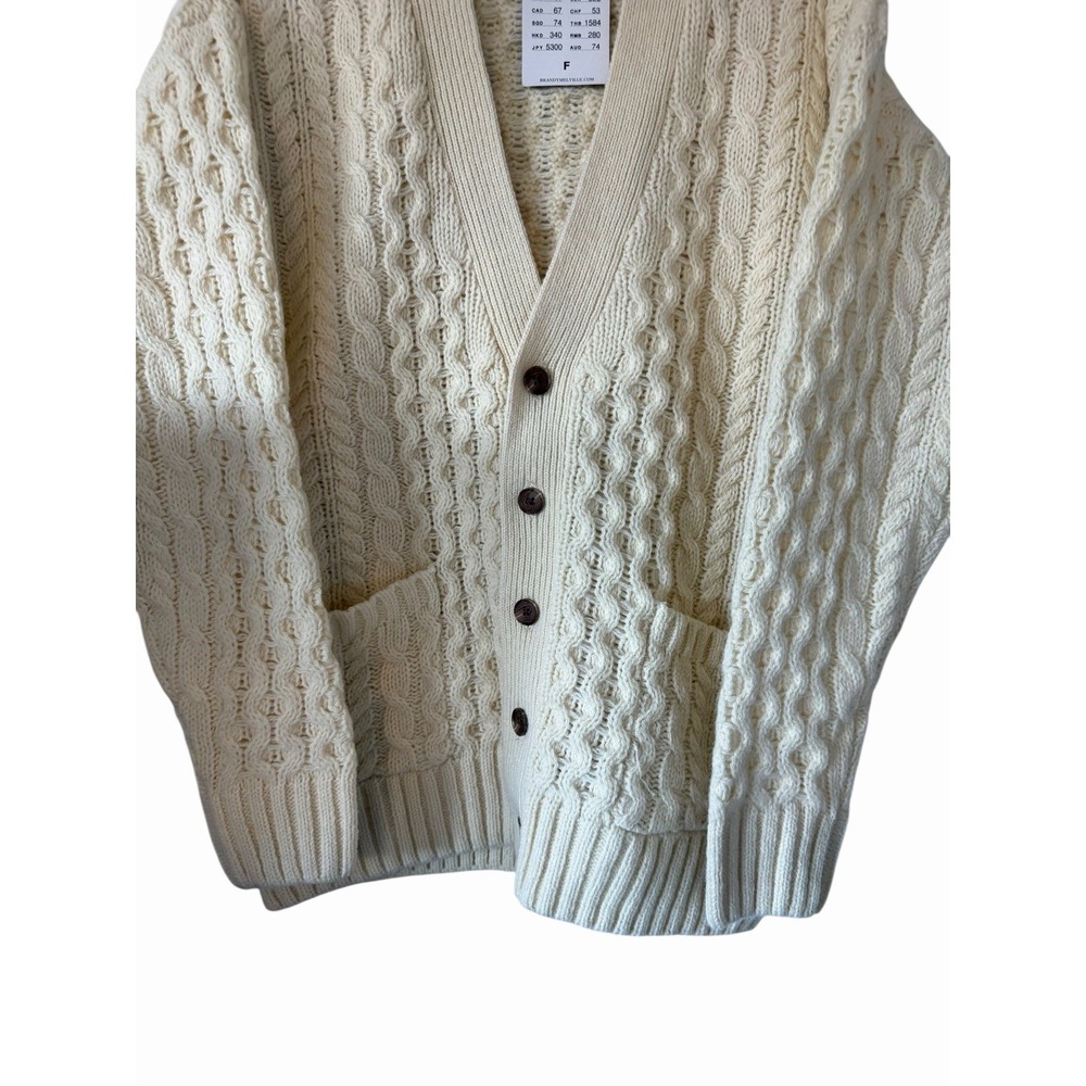 Brandy Melville Eva Heavy Wool Cable Knit Cardigan Ivory Women's Size O/S - Picture 5 of 13